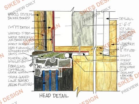 Window Head Detail — Fiberglass Window at Stucco/ICF Wall — watermarked preview