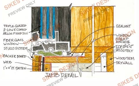 Window Jamb Detail — Fiberglass Window at Stucco/ICF Wall — watermarked preview