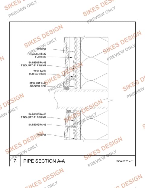 Pipe Penetration — Fingered SA Membrane Flashing — watermarked preview